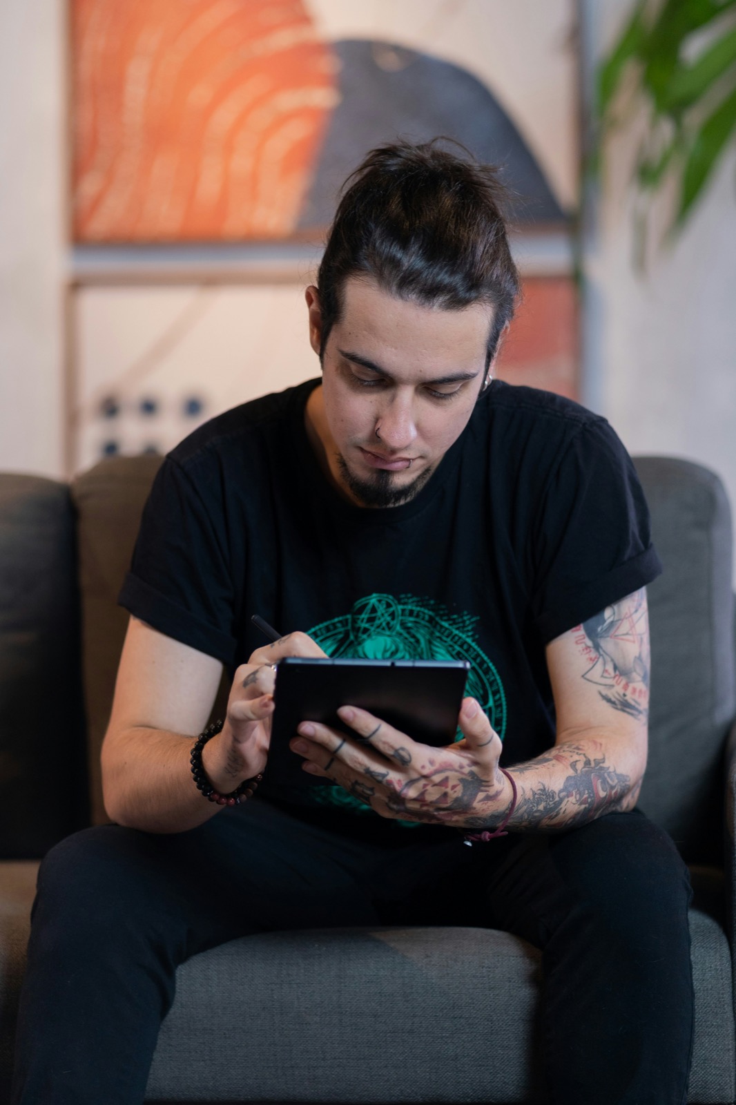 Person using a tablet in a prison education programme